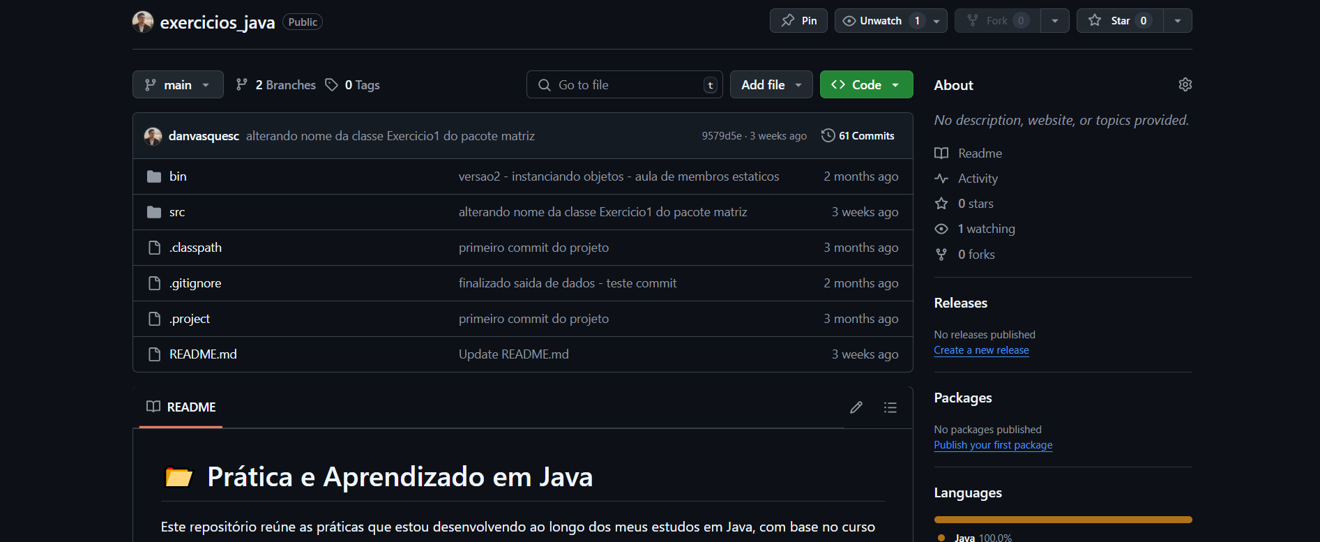 Prática e Aprendizado em Java